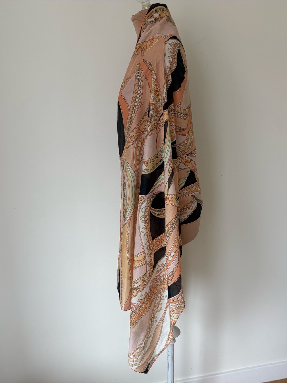 Emilio Pucci Fuilio Orange Multi Psychedelic Abstract Print Cotton Silk Scarf - Picture 3 of 9